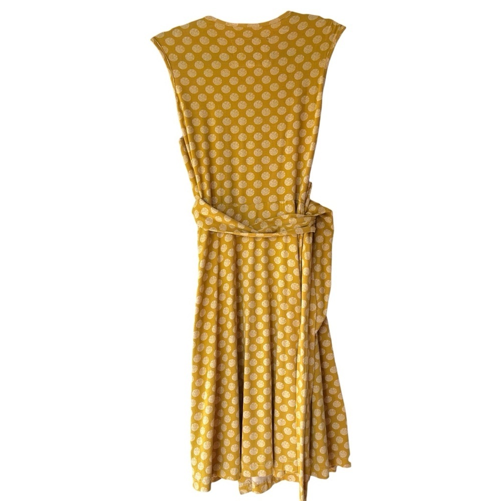 EFFIE’S HEART | NWOT POLKA DOT WRAP DRESS COTTON STRETCH SLEEVELESS YELLOW | XS - Picture 8 of 10